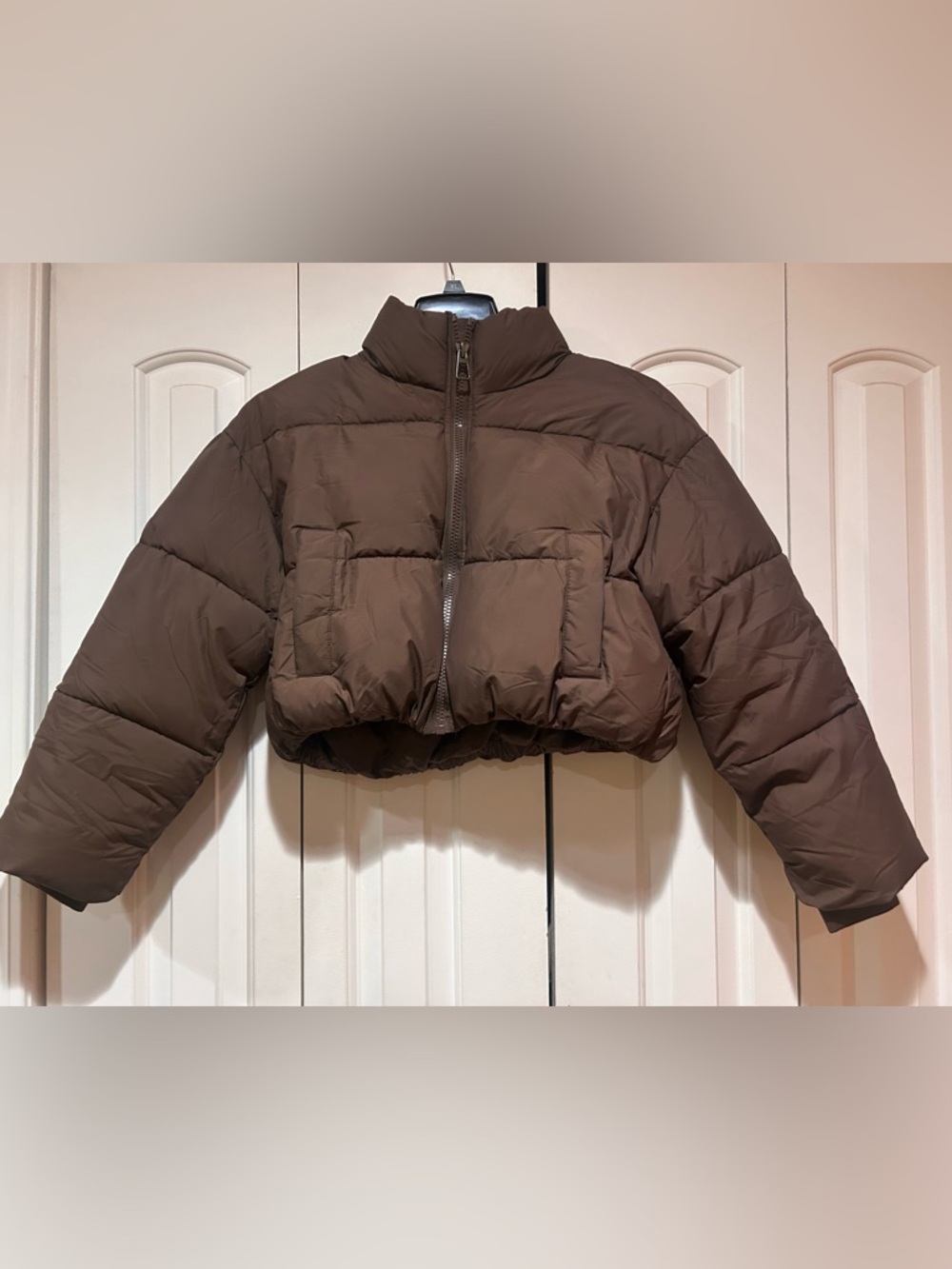 Cropped Brown Puffer Jacket - Women's Puffa Coat